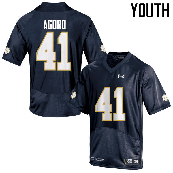 Youth #41 Temitope Agoro Notre Dame Fighting Irish College Football Jerseys-Navy Blue